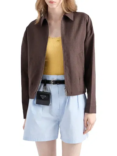Prada Women's Kid Mohair Blouson Jacket - Brown | Thumbnail 2 Prada Women's Kid Mohair Blouson Jacket - Brown | Thumbnail 2