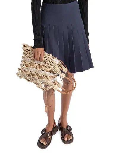 Prada Women's Pleated Poplin Mini Skirt - Blue | Thumbnail 4