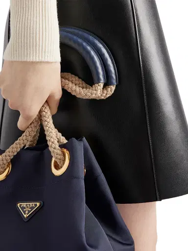Prada Women's Leather Mini Skirt - Black | Thumbnail 3