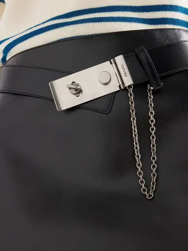 Prada Women's Leather Mini Skirt - Black | Thumbnail 5