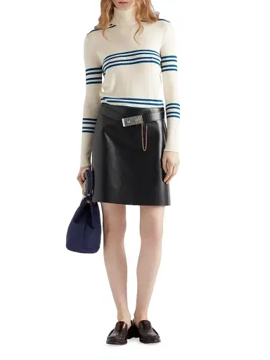 Prada Women's Leather Mini Skirt - Black | Thumbnail 6