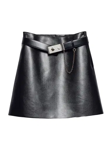 Prada Women's Leather Mini Skirt - Black | Thumbnail 1