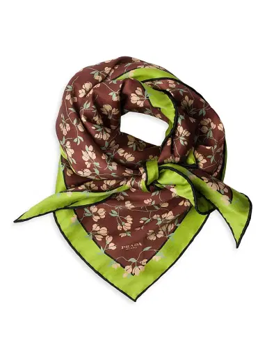 Prada Women's Triangular Printed Silk Twill Scarf | Thumbnail 2