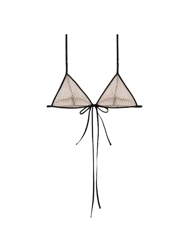 Women's Polka-Dot Silk Chiffon Bra Top - Pink