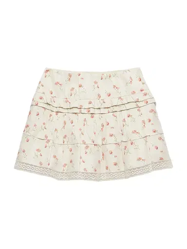 Prada Women's Floral Print Linen Mini Skirt - Beige Khaki | Thumbnail 1 Prada Women's Floral Print Linen Mini Skirt - Beige Khaki | Thumbnail 1