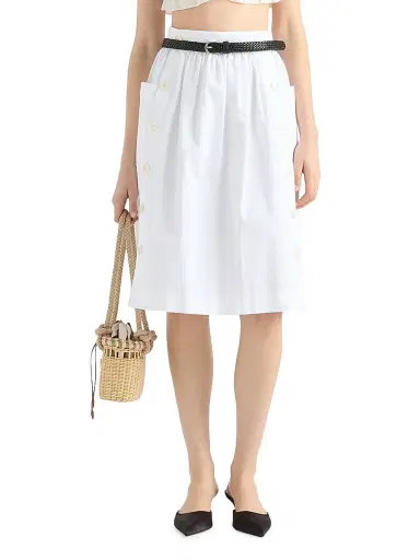 Prada Women's Soft Cotton Gabardine Skirt - White | Thumbnail 2