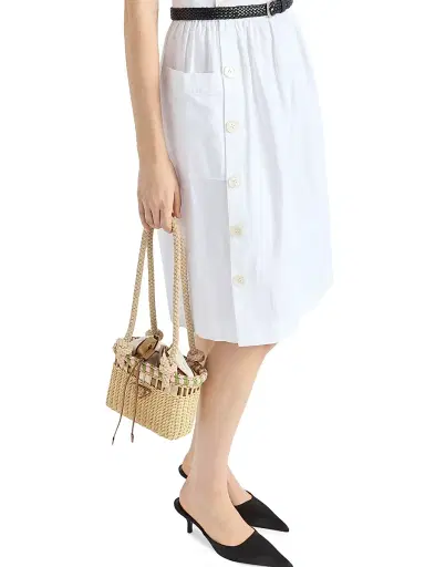 Prada Women's Soft Cotton Gabardine Skirt - White | Thumbnail 3