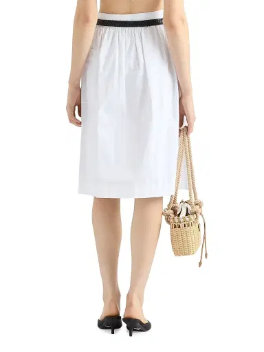 Prada Women's Soft Cotton Gabardine Skirt - White | Thumbnail 4