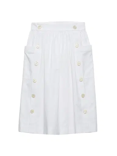 Prada Women's Soft Cotton Gabardine Skirt - White | Thumbnail 1