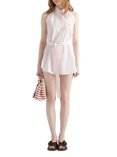Prada Women's Sleeveless Poplin Shirt - Pink | Thumbnail 2 Prada Women's Sleeveless Poplin Shirt - Pink | Thumbnail 2