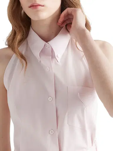 Prada Women's Sleeveless Poplin Shirt - Pink | Thumbnail 5 Prada Women's Sleeveless Poplin Shirt - Pink | Thumbnail 5
