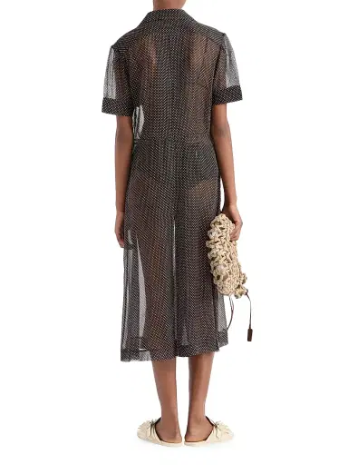 Prada Women's Polka-Dot Silk Chiffon Shirt Dress - Black | Thumbnail 3 Prada Women's Polka-Dot Silk Chiffon Shirt Dress - Black | Thumbnail 3