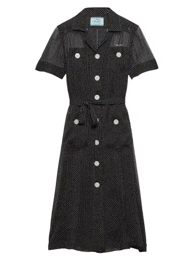 Prada Women's Polka-Dot Silk Chiffon Shirt Dress - Black | Thumbnail 1 Prada Women's Polka-Dot Silk Chiffon Shirt Dress - Black | Thumbnail 1