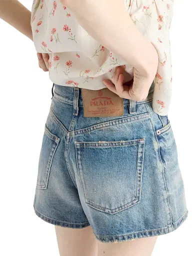 Prada Women's Denim Shorts - Blue | Thumbnail 5
