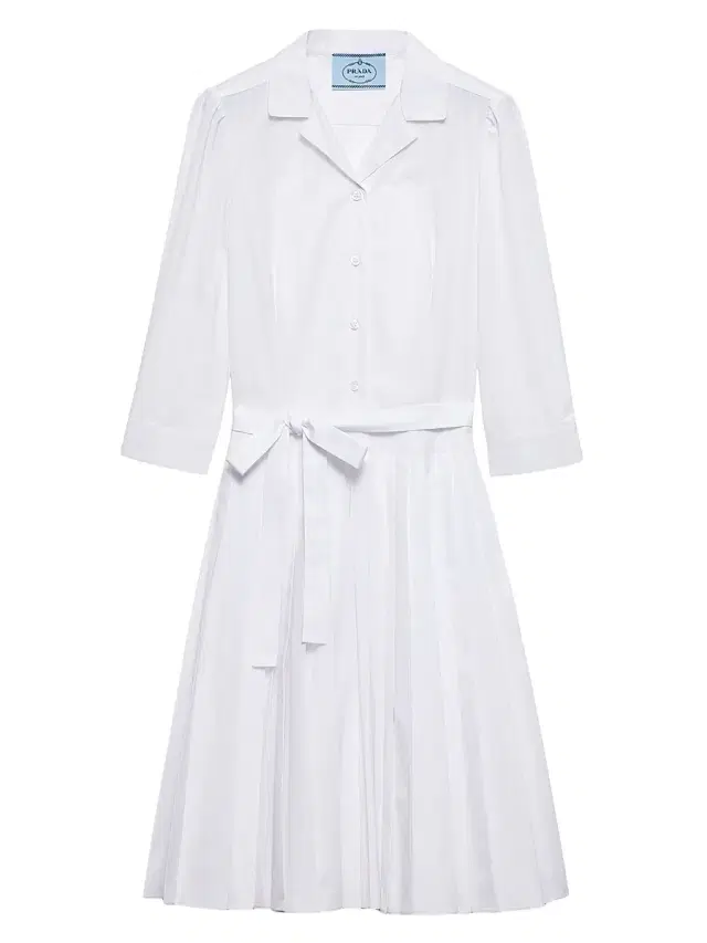 Women's Pleated Poplin Shirt Dress - White