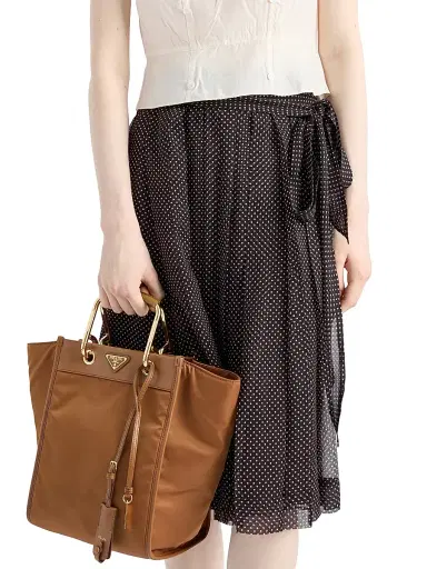 Prada Women's Printed Chiffon Wrap Skirt - Black | Thumbnail 3
