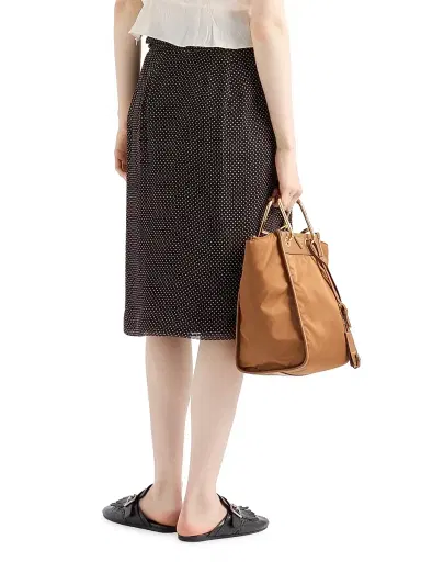 Prada Women's Printed Chiffon Wrap Skirt - Black | Thumbnail 5
