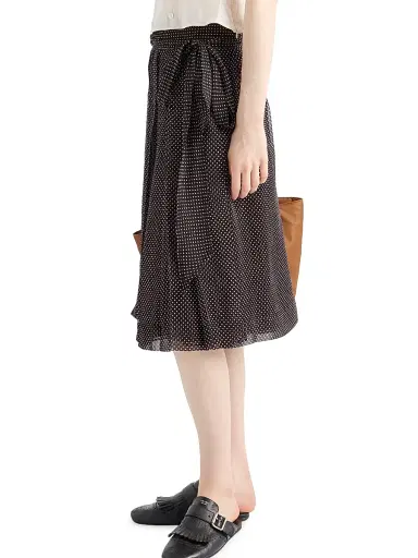 Prada Women's Printed Chiffon Wrap Skirt - Black | Thumbnail 6