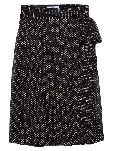 Prada Women's Printed Chiffon Wrap Skirt - Black | Thumbnail 1