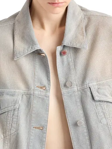 Prada Women's Corduroy Blouson Jacket - Blue | Thumbnail 4