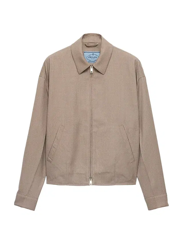 Women's Mouliné Wool Blouson Jacket - Beige Khaki