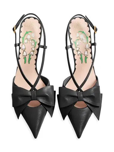 Valentino Garavani Women's Bowow 85MM Slingback Pumps - Black - Size 12 | Thumbnail 6