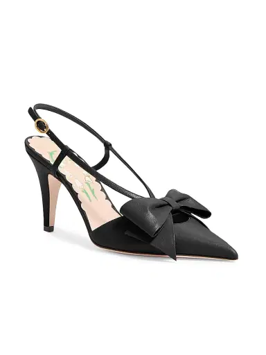 Valentino Garavani Women's Bowow 85MM Slingback Pumps - Black - Size 12 | Thumbnail 1