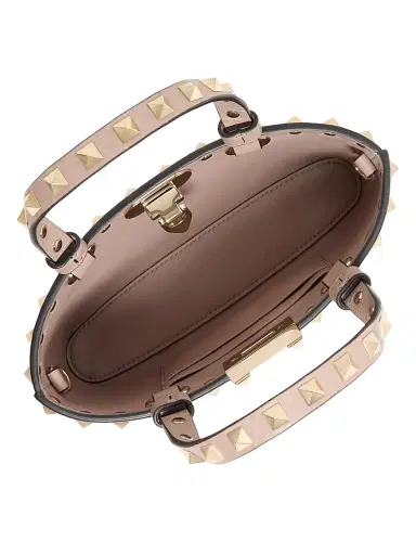 Valentino Garavani Women's Mini Rockstud Shopping Bag in Grainy Calfskin - Poudre | Thumbnail 3