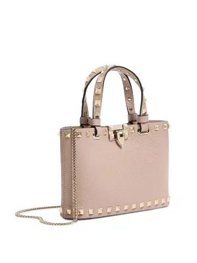 Valentino Garavani Women's Mini Rockstud Shopping Bag in Grainy Calfskin - Poudre | Thumbnail 4