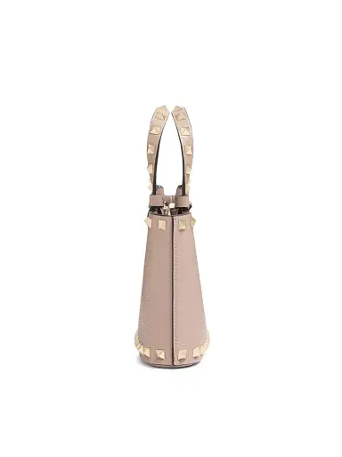 Valentino Garavani Women's Mini Rockstud Shopping Bag in Grainy Calfskin - Poudre | Thumbnail 5