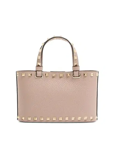 Valentino Garavani Women's Mini Rockstud Shopping Bag in Grainy Calfskin - Poudre | Thumbnail 6
