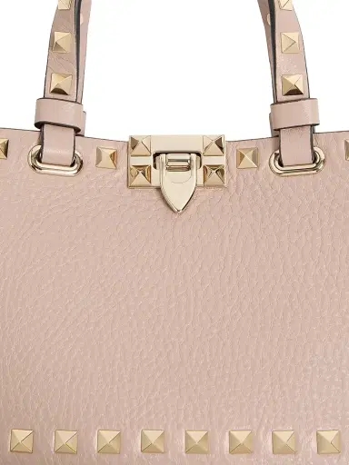 Valentino Garavani Women's Mini Rockstud Shopping Bag in Grainy Calfskin - Poudre | Thumbnail 8
