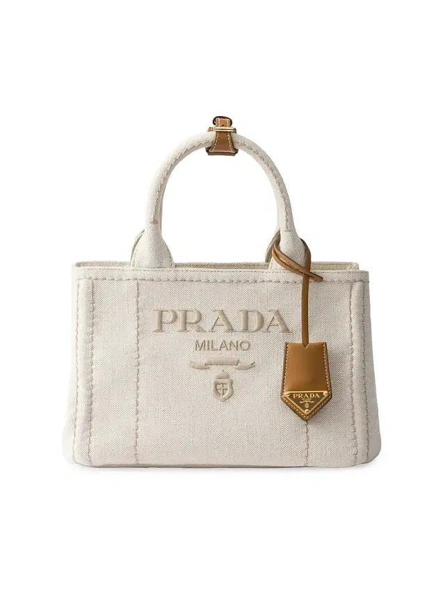 Women's  Linen Blend Top Handle Bag - Beige Khaki