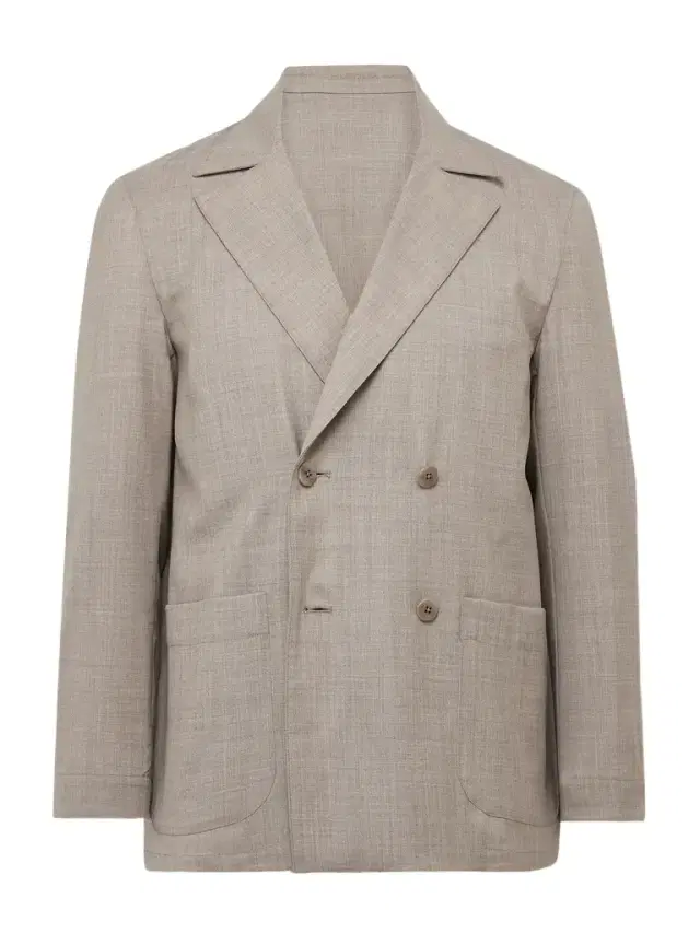 Unstructured Double-Breasted Wool Suit Jacket - Men