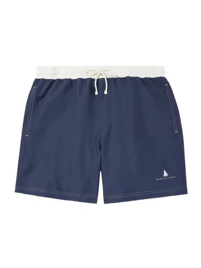 Straight-Leg Mid-Length Logo-Print Swim Shorts - Men