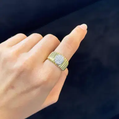 Wish Fine Jewelry 0.42ct Diamond 14K Gold Grooved Ring | Thumbnail 2
