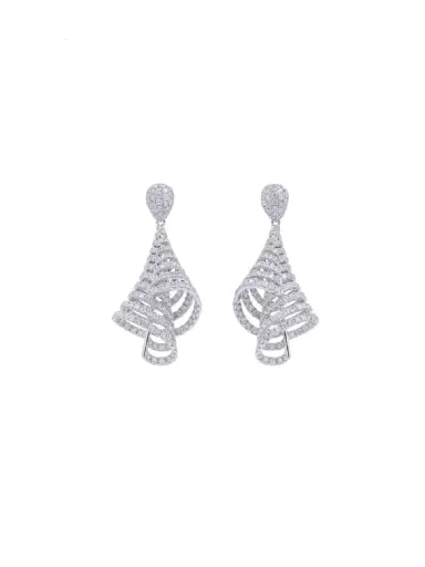 Wish Fine Jewelry 5.90ct Diamond 18K Dangle Drop Gold Earrings | Thumbnail 1