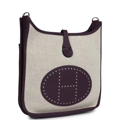 HERMÈS Hermes Evelyne III PM Cassis Clemence and Ecru Toile H Palladium Hardware | Thumbnail 2
