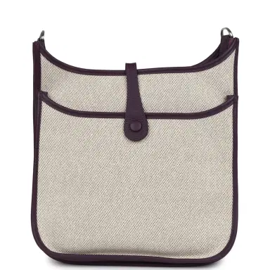 HERMÈS Hermes Evelyne III PM Cassis Clemence and Ecru Toile H Palladium Hardware | Thumbnail 5