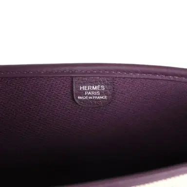 HERMÈS Hermes Evelyne III PM Cassis Clemence and Ecru Toile H Palladium Hardware | Thumbnail 8