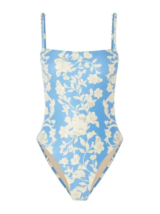 Durazno Madera Bead-embellished Floral-print Recycled Swimsuit