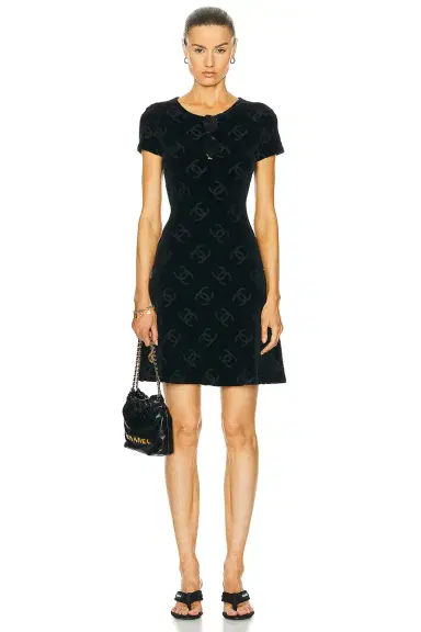 Chanel Chanel Velour CC Dress | Thumbnail 1 Chanel Chanel Velour CC Dress | Thumbnail 1