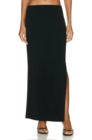 Norma Kamali Side Slit Long Skirt | Thumbnail 1 Norma Kamali Side Slit Long Skirt | Thumbnail 1