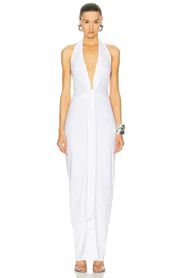 Norma Kamali Tie Front Halter Gown
