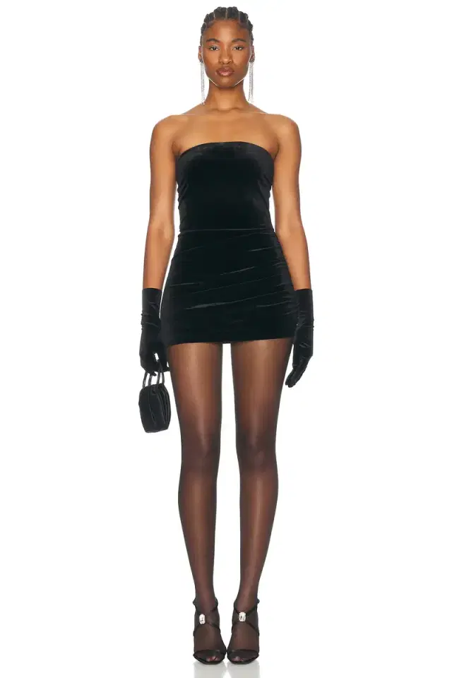 Norma Kamali Strapless Side Drape Pickleball Dress