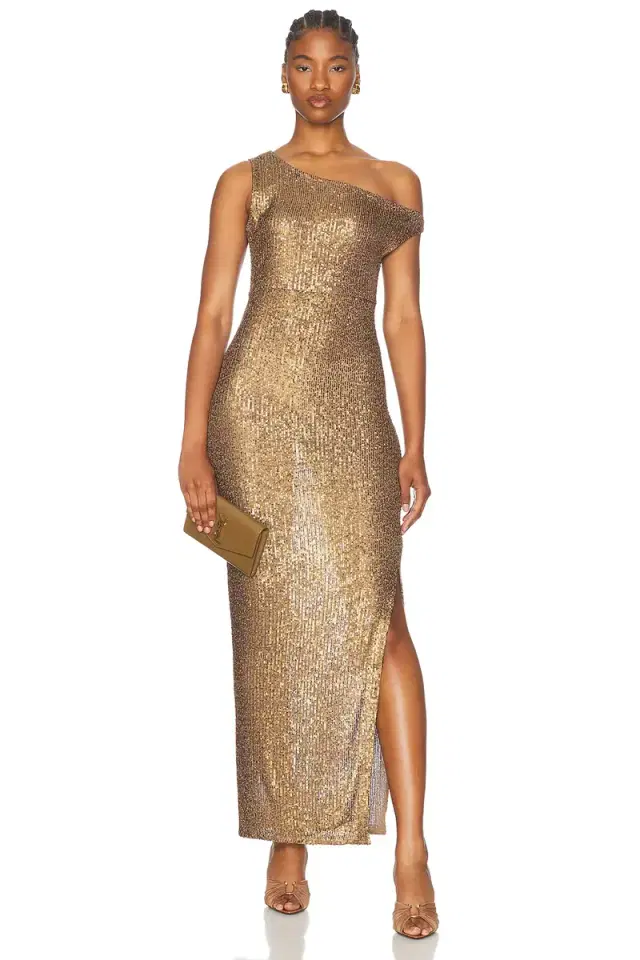Norma Kamali Drop Shoulder Fitted Gown