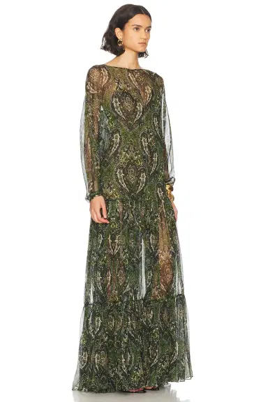 Saint Laurent Long Sleeve Maxi Dress | Thumbnail 2 Saint Laurent Long Sleeve Maxi Dress | Thumbnail 2