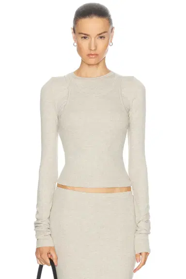 ÉTERNE Long Sleeve Fitted Top | Thumbnail 1