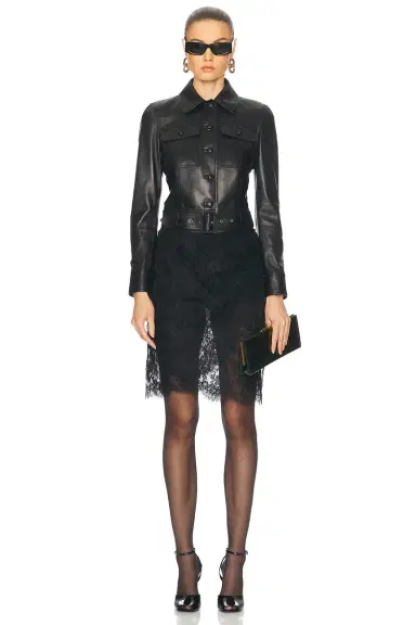 Saint Laurent Cropped Leather Jacket | Thumbnail 4 Saint Laurent Cropped Leather Jacket | Thumbnail 4