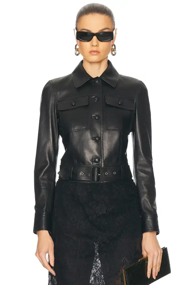 Saint Laurent Cropped Leather Jacket